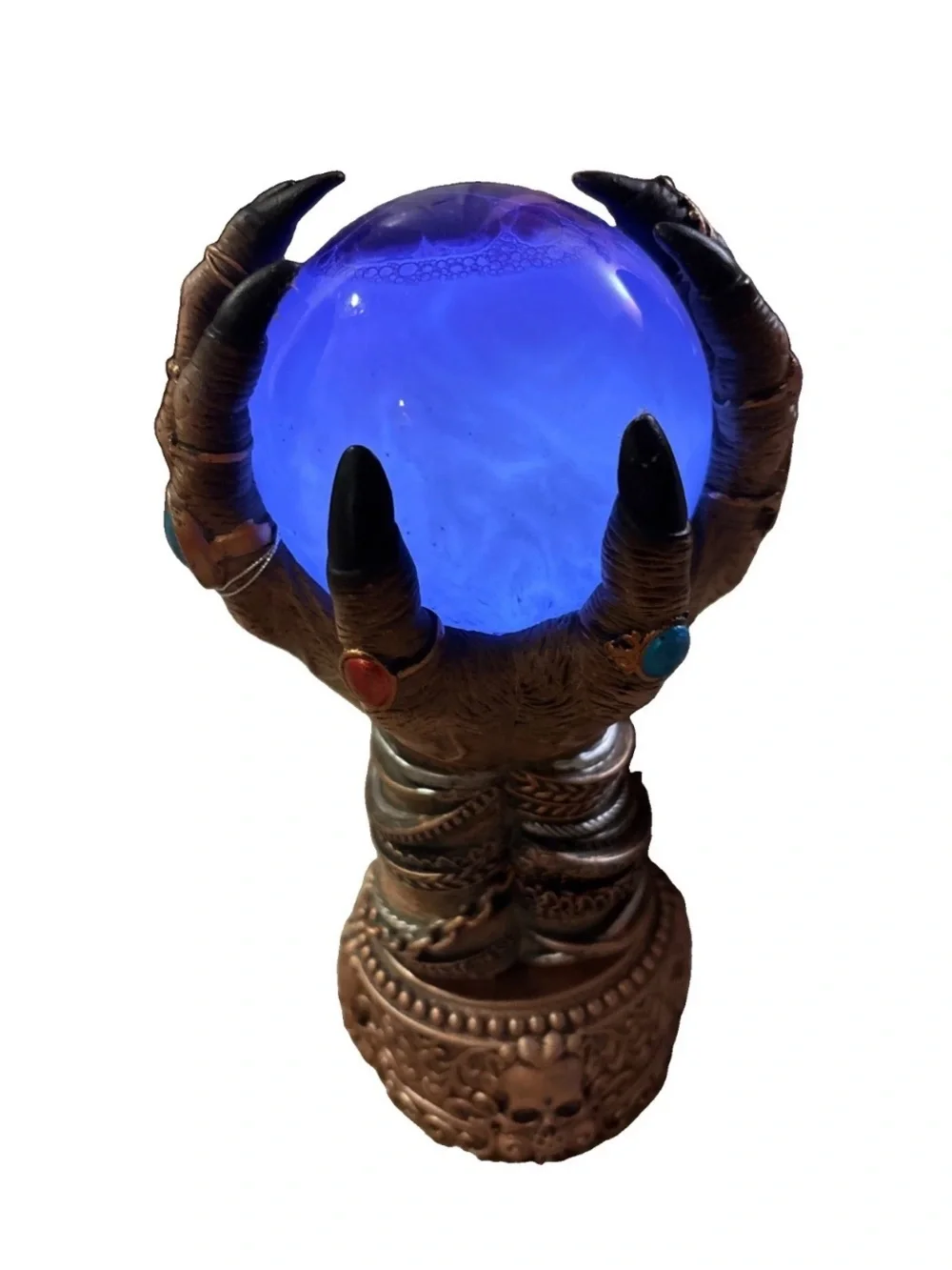 LED Hands Crystal Ball Halloween Decoration 10in Purple Spooky